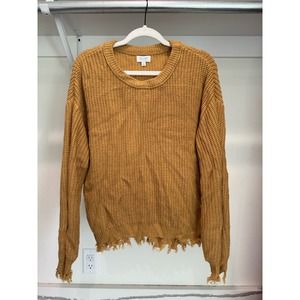 True Craft Women's Fringe‎ Sweater Mustard Yellow Size Large